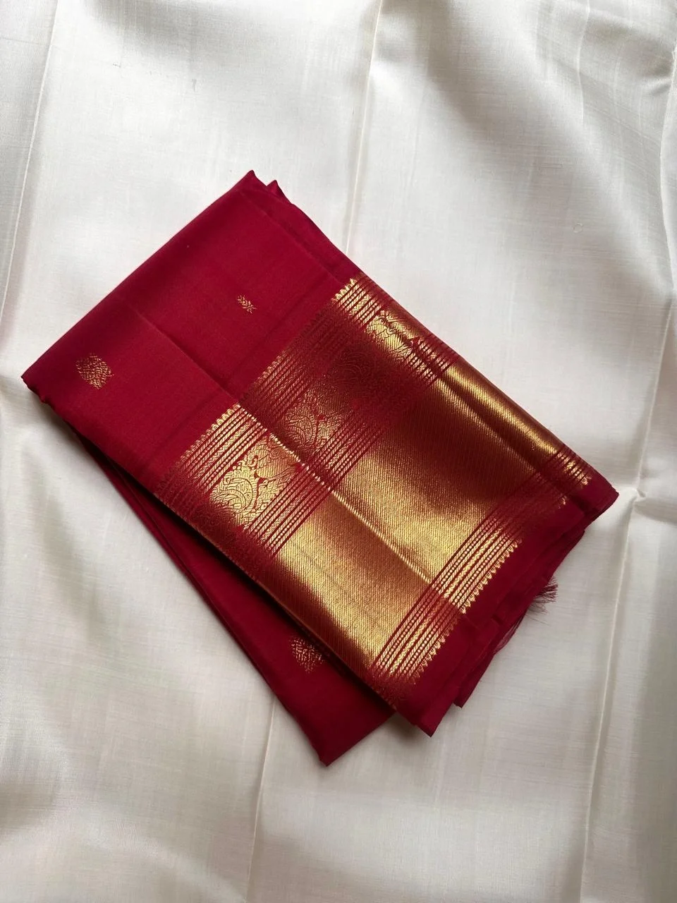 Crimson Red Kanchipuram Handloom Bridal Silk Saree
